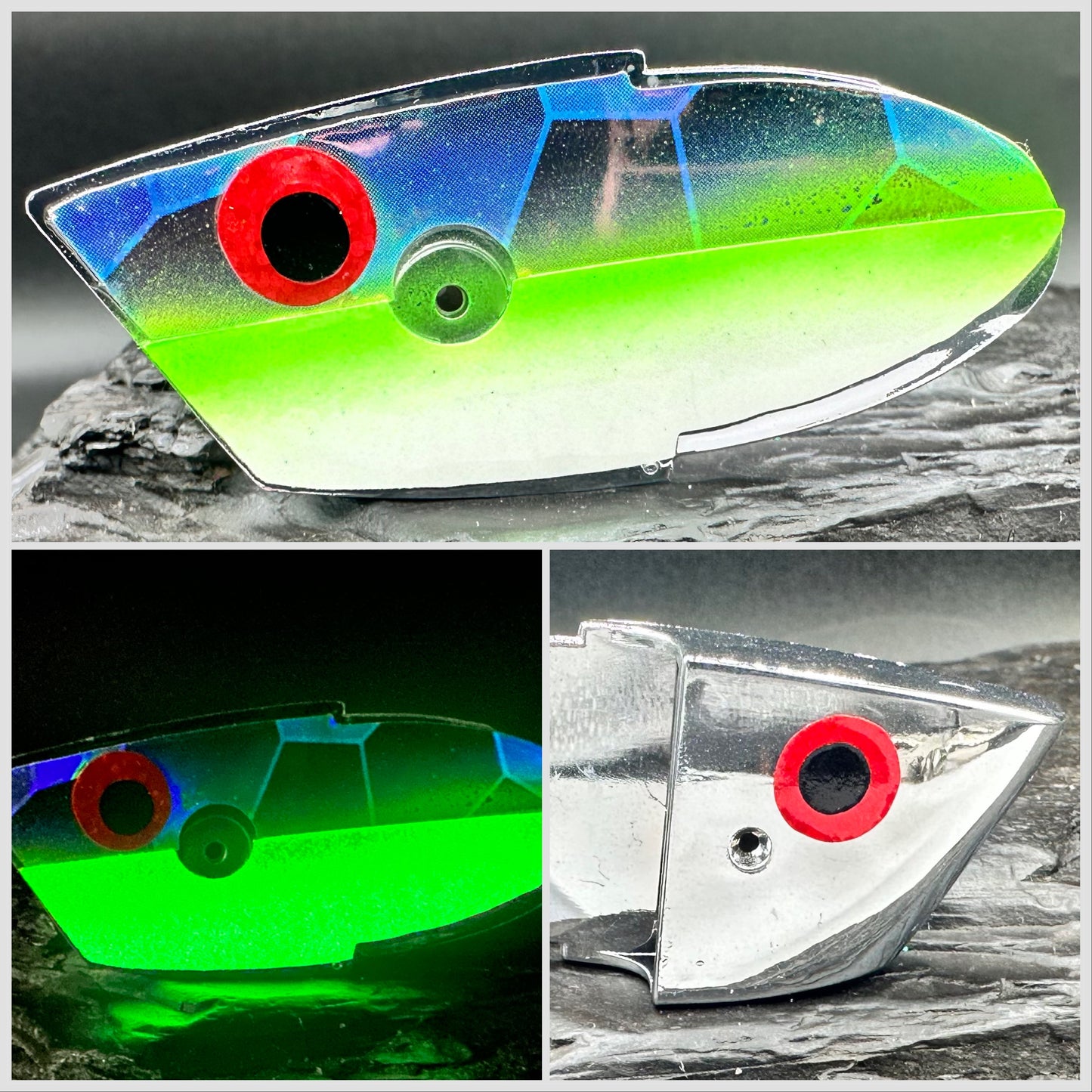 CHROME holo scale glow green stripe