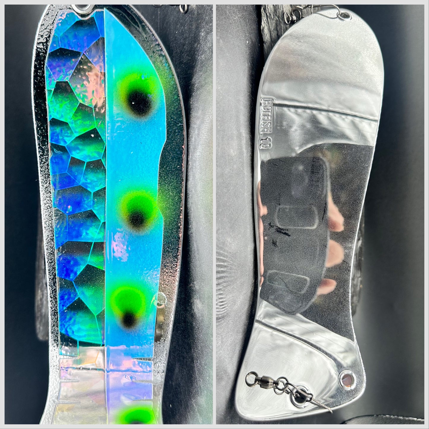 10" CHROME WITH HOLO SCALE/rv GREEN/BLACK DOT AND CHROME BACK