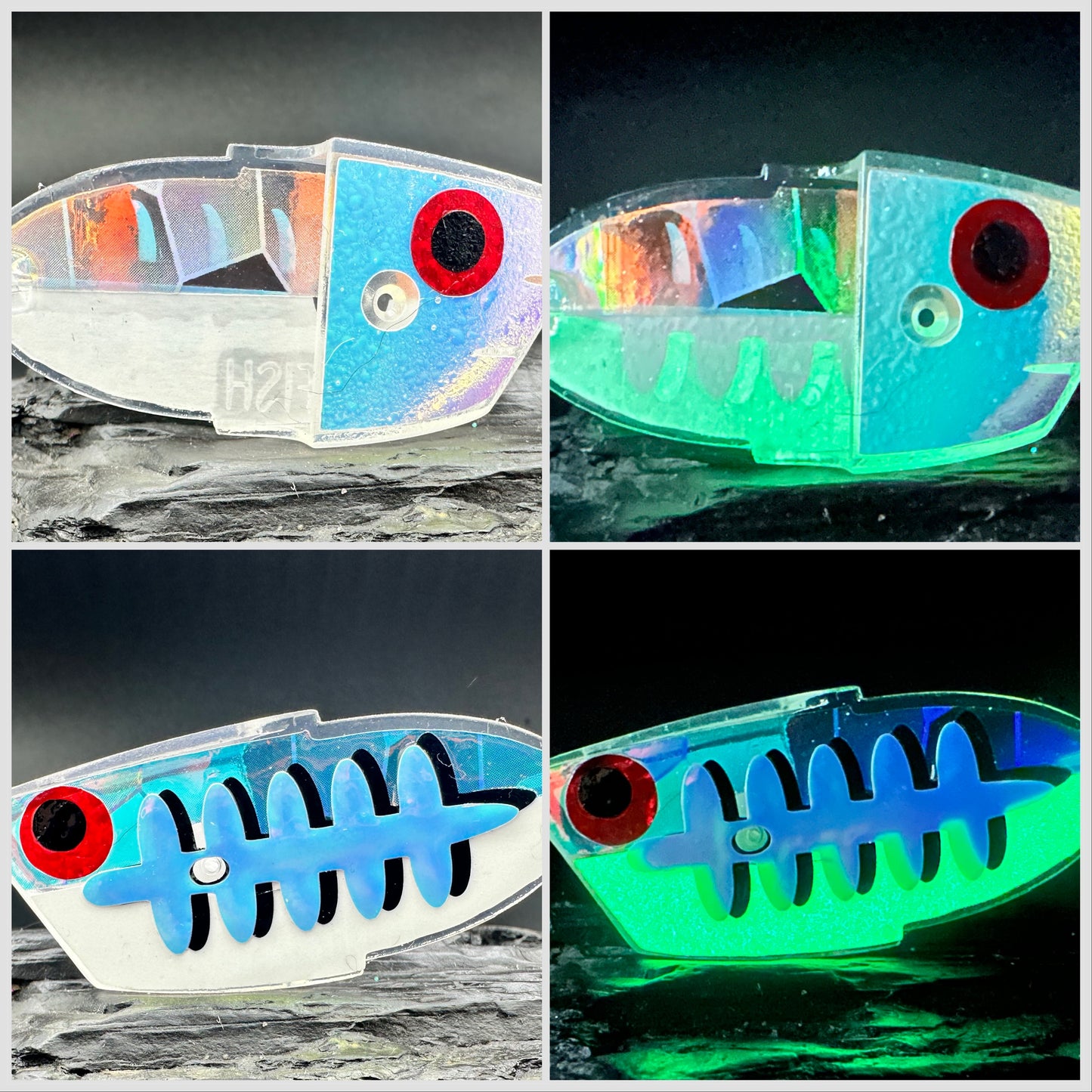 UV GLOW holo scale back and ladderback GLOW CRUSH rv front
