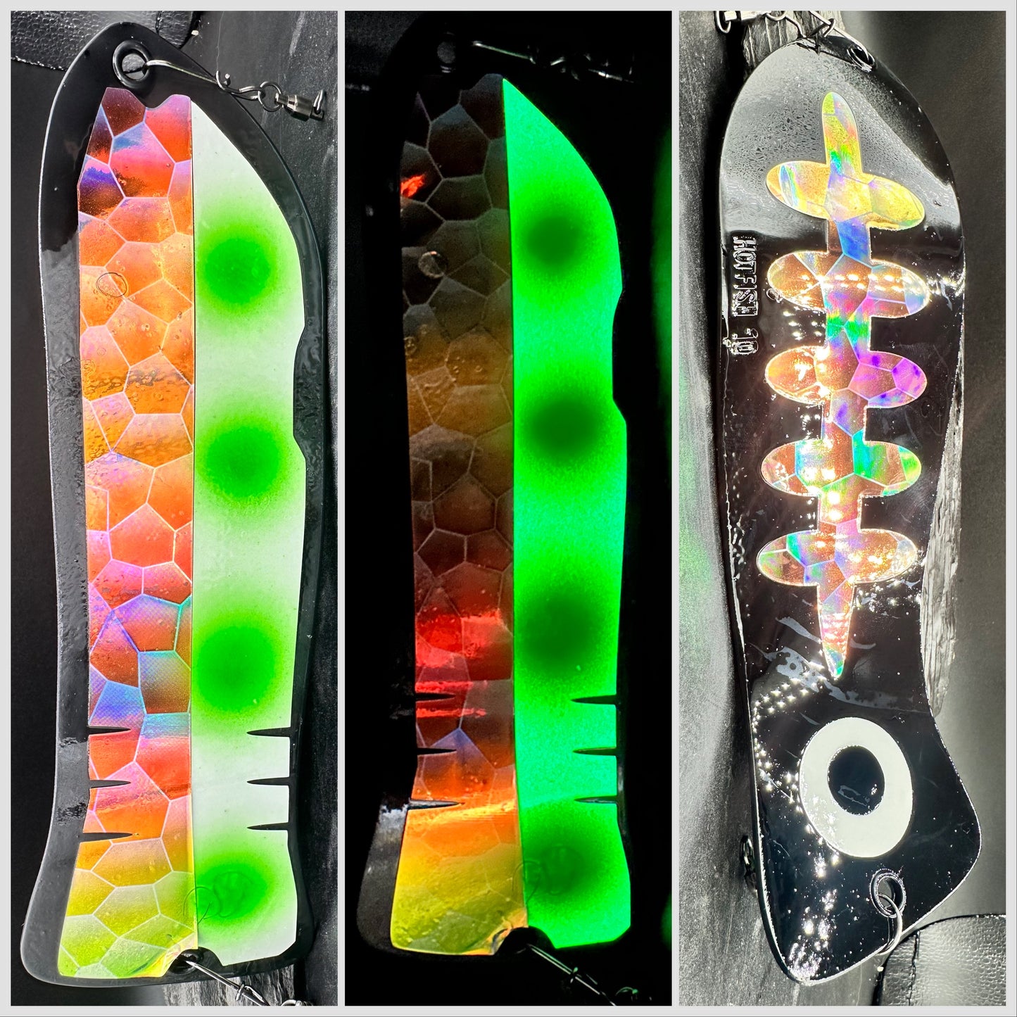 10" BLACK SCALE/GLOW WITH 4 GREEN DOTS AND HOLO SCALE BACK