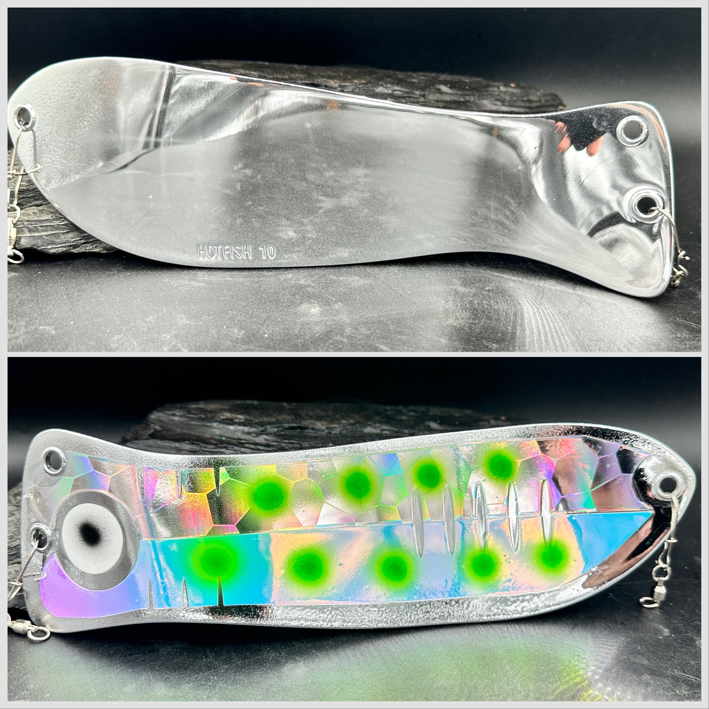 10" CHROME WITH holo scale/RV 10 GREEN/ DOT AND CHROME BACK
