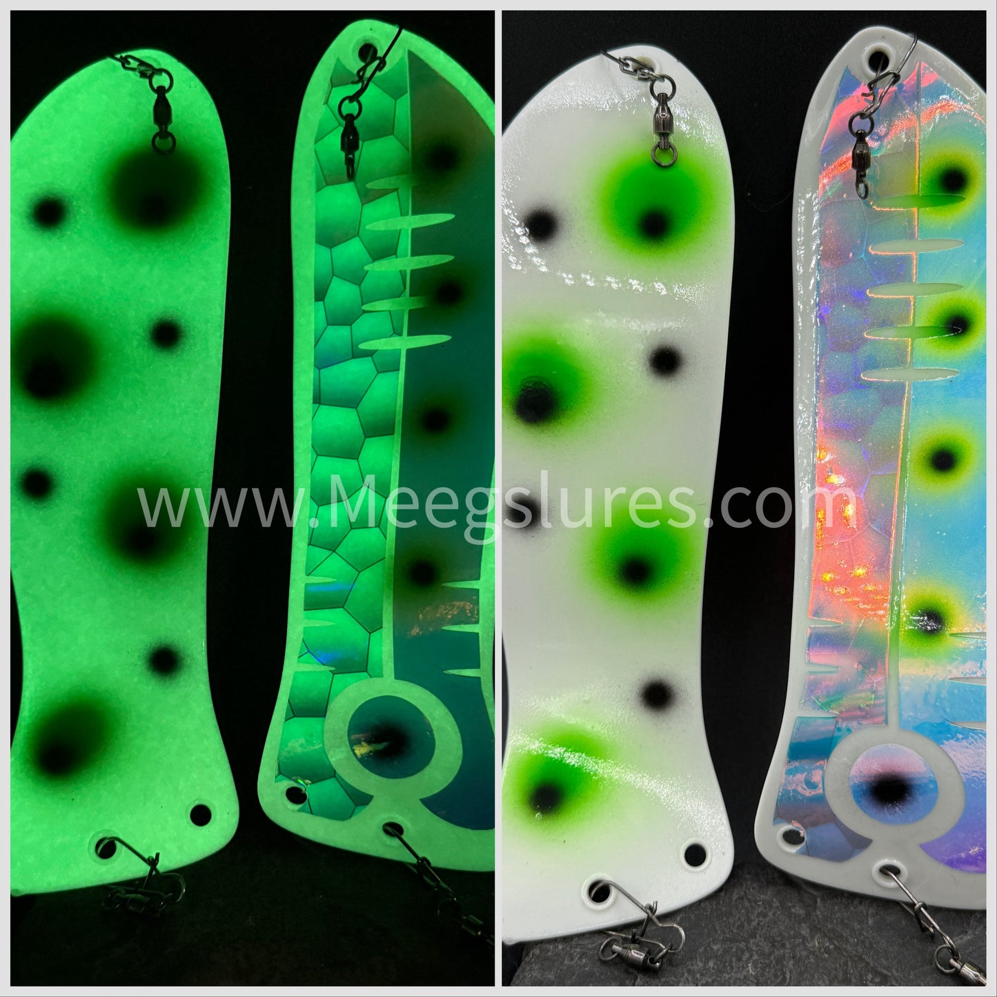 White 2 face green/black dot glow!