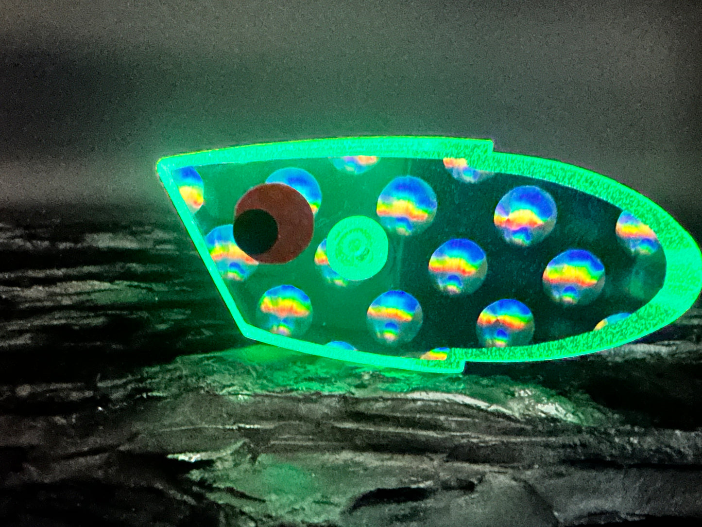 UV HEAD WITH CHROME AND HOLOGRAPHIC BUBBLES WITH CHROME AND HOLO FRONT