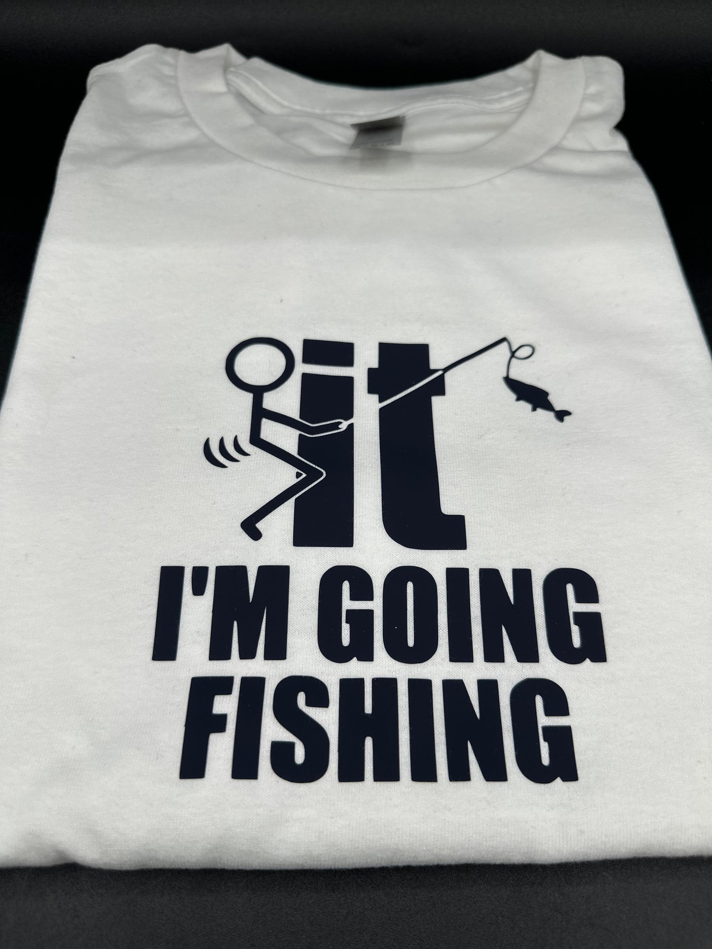 GOING FISHING white with black vinyl