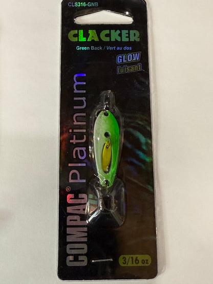CLACKER SPOON. GREEN BACK GLOW