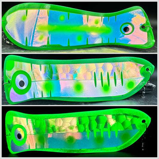 10" GREEN holo SCALE GLOW/ 4GREEN DOTS AND RV BACK/ GREEN DOTS WITH STRIPE