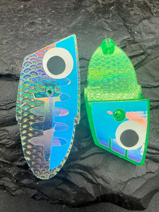 GREEN RV FRONT, RV, fish holo scale holo LADDERBACK, 2/pk
