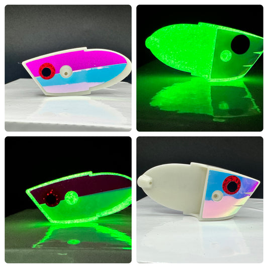 GLOW with glitter purple/RV and GLOW front