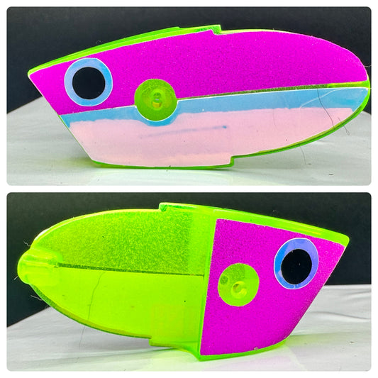 Green with glitter purple/RV and glitter purple front